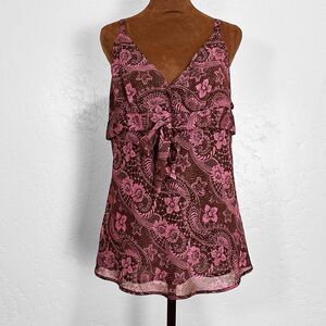 Apt 9 Womens Fairy Soft Grunge Y2K Babydoll Top Size L Artsy Mesh Lettuce Hem